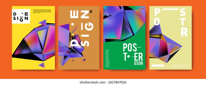 Abstract geometric colorful background for poster and cover design. Blue, yellow, red, orange, pink and green. Vector banner poster template in Eps10.