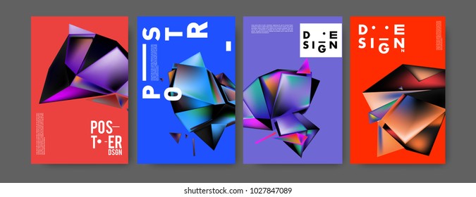 Abstract geometric colorful background for poster and cover design. Blue, yellow, red, orange, pink and green. Vector banner poster template in Eps10.