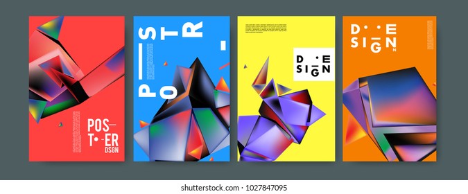Abstract geometric colorful background for poster and cover design. Blue, yellow, red, orange, pink and green. Vector banner poster template in Eps10.