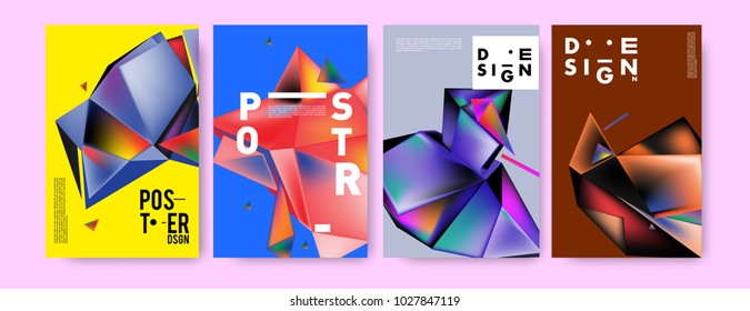 Abstract geometric colorful background for poster and cover design. Blue, yellow, red, orange, pink and green. Vector banner poster template in Eps10.