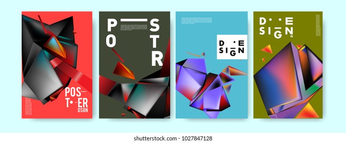 Abstract geometric colorful background for poster and cover design. Blue, yellow, red, orange, pink and green. Vector banner poster template in Eps10.