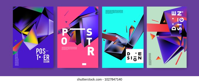 Abstract geometric colorful background for poster and cover design. Blue, yellow, red, orange, pink and green. Vector banner poster template in Eps10.