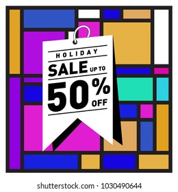 Abstract geometric colorful background for poster and cover design. Blue, yellow, red, orange, pink and green. Vector banner poster template in Eps10.