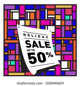Abstract geometric colorful background for poster and cover design. Blue, yellow, red, orange, pink and green. Vector banner poster template in Eps10.