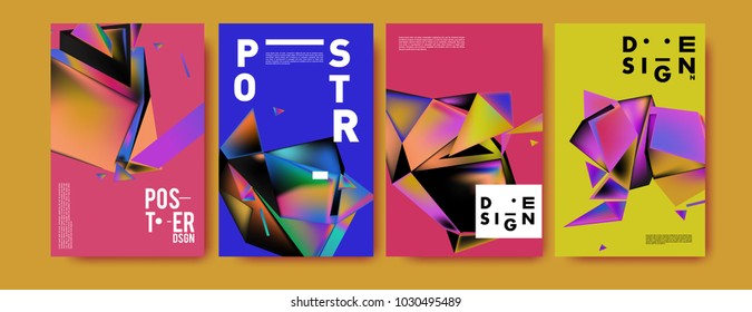 Abstract geometric colorful background for poster and cover design. Blue, yellow, red, orange, pink and green. Vector banner poster template in Eps10.