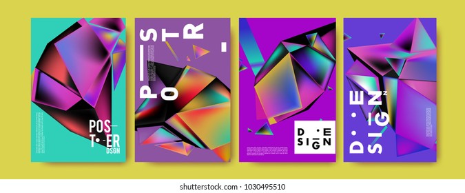 Abstract geometric colorful background for poster and cover design. Blue, yellow, red, orange, pink and green. Vector banner poster template in Eps10.