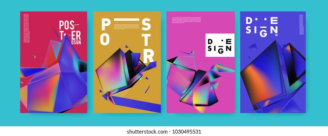 Abstract geometric colorful background for poster and cover design. Blue, yellow, red, orange, pink and green. Vector banner poster template in Eps10.