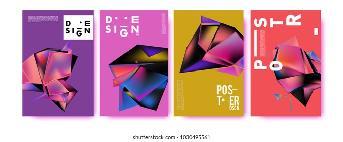 Abstract geometric colorful background for poster and cover design. Blue, yellow, red, orange, pink and green. Vector banner poster template in Eps10.