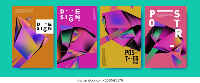 Abstract geometric colorful background for poster and cover design. Blue, yellow, red, orange, pink and green. Vector banner poster template in Eps10.