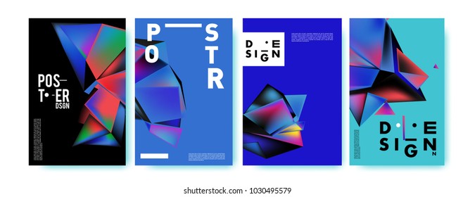 Abstract geometric colorful background for poster and cover design. Blue, yellow, red, orange, pink and green. Vector banner poster template in Eps10.