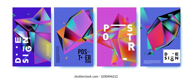 Abstract geometric colorful background for poster and cover design. Blue, yellow, red, orange, pink and green. Vector banner poster template in Eps10.