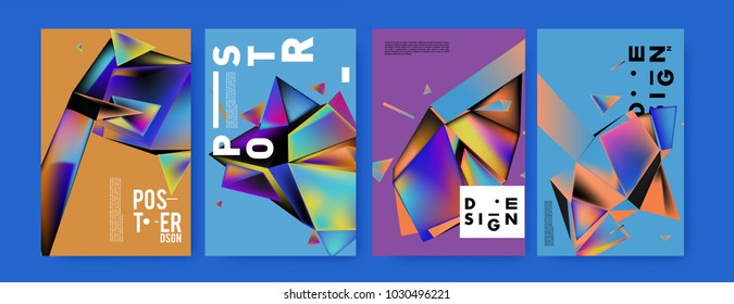 Abstract geometric colorful background for poster and cover design. Blue, yellow, red, orange, pink and green. Vector banner poster template in Eps10.