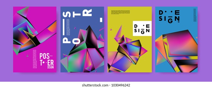 Abstract geometric colorful background for poster and cover design. Blue, yellow, red, orange, pink and green. Vector banner poster template in Eps10.