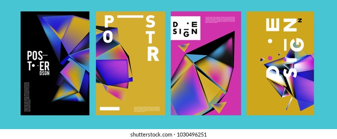 Abstract geometric colorful background for poster and cover design. Blue, yellow, red, orange, pink and green. Vector banner poster template in Eps10.