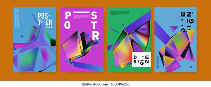 Abstract geometric colorful background for poster and cover design. Blue, yellow, red, orange, pink and green. Vector banner poster template in Eps10.