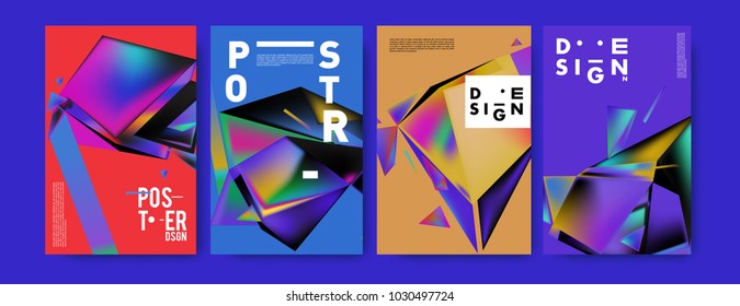 Abstract geometric colorful background for poster and cover design. Blue, yellow, red, orange, pink and green. Vector banner poster template in Eps10.