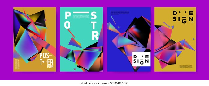 Abstract geometric colorful background for poster and cover design. Blue, yellow, red, orange, pink and green. Vector banner poster template in Eps10.