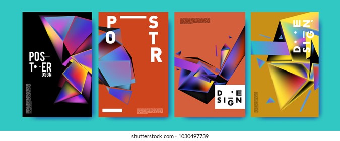 Abstract geometric colorful background for poster and cover design. Blue, yellow, red, orange, pink and green. Vector banner poster template in Eps10.