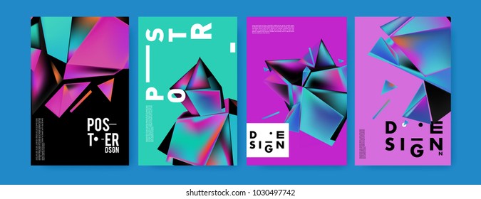 Abstract geometric colorful background for poster and cover design. Blue, yellow, red, orange, pink and green. Vector banner poster template in Eps10.