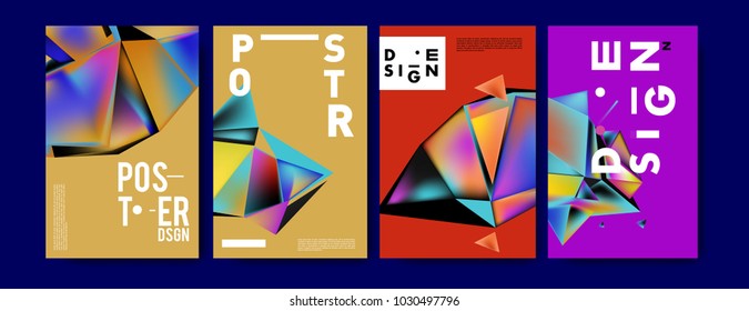Abstract geometric colorful background for poster and cover design. Blue, yellow, red, orange, pink and green. Vector banner poster template in Eps10.