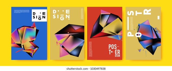 Abstract geometric colorful background for poster and cover design. Blue, yellow, red, orange, pink and green. Vector banner poster template in Eps10.
