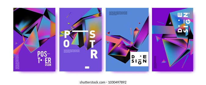 Abstract geometric colorful background for poster and cover design. Blue, yellow, red, orange, pink and green. Vector banner poster template in Eps10.