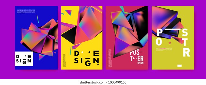 Abstract geometric colorful background for poster and cover design. Blue, yellow, red, orange, pink and green. Vector banner poster template in Eps10.