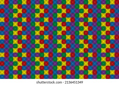 Abstract geometric colorful background with red, yellow, blue, purple and green color, square, mosaic pattern. Vector illustration.
