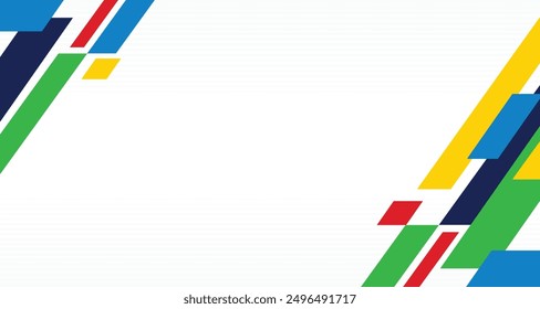 Abstract geometric colorful background with wave and basic shape. Background for international sport tournament in Paris France football basketball voleyball softball. Funny and professional backdrop.