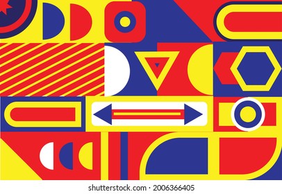 Abstract geometric colorful bauhaus pattern. Geometric minimalistic pattern Creative bright colors vector design