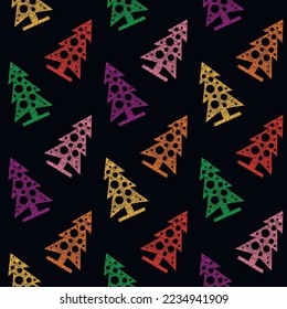 Abstract geometric colorful christmas tree seamless pattern
