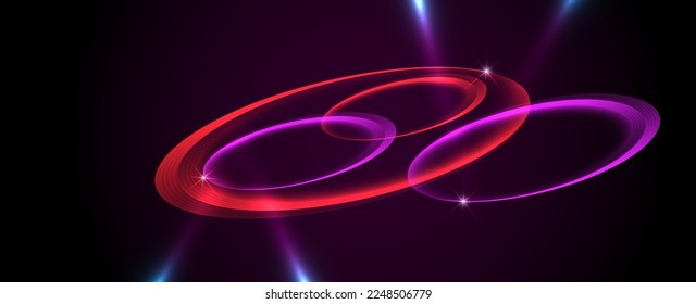 Abstract geometric colorful circular lights design background vector