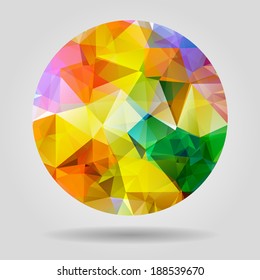 Abstract geometric colorful circular shape from triangular faces for graphic design