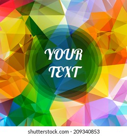 Abstract geometric colorful circular shape from triangular faces with minimal round text box design Eps 10 stock