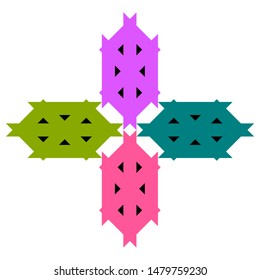 Abstract geometric colorful cross. plus sign, vector illustration.