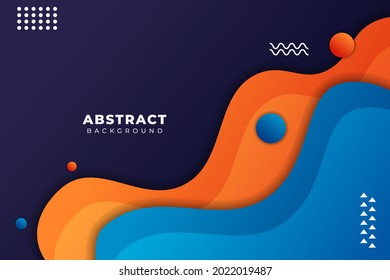 Resumen Forma de fluido geométrica coloreada diagonal sobrepasada Forma de fluido Naranja y Fondo Azul