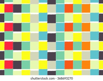 Abstract geometric colorful doodle square design background pattern seamless wallpaper. Vector image