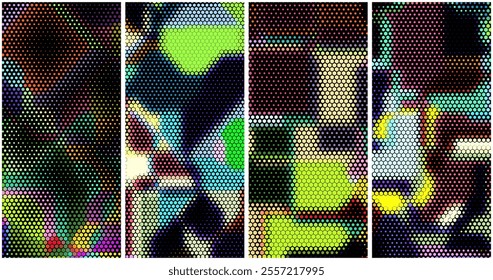 Abstract geometric colorful graphic design print honeycomb pattern. Vector illustration.