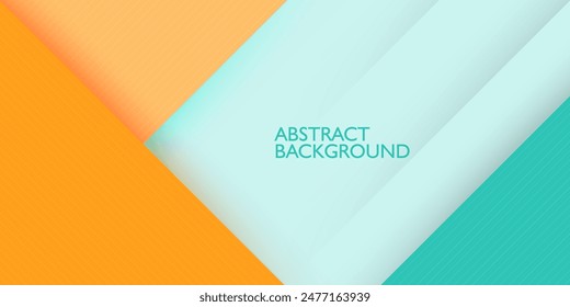 Abstract geometric colorful green and orange color pattern background with simple overlap shape and lines. Colorful trendy 3d design. Cool and modern with papercut concept. Eps10 vector