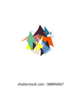 Abstract geometric colorful isolated triangle concept logo. Modern art composition. Angular shapes. 