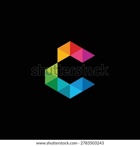 Abstract geometric colorful letter C logo design, modern creative symbol for your brand