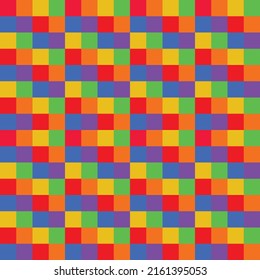 Abstract geometric colorful pattern for background, Pride month, rainbow, LGBTQ, gingham cloth, squares grid, tablecloth.
