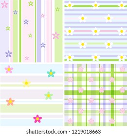 An abstract  geometric colorful pattern with different flower