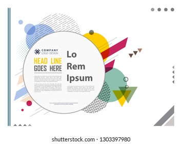 Abstract geometric colorful pattern modern design with circle space of text. White paper art work, you can use for ad, poster, texting, annual report. vector eps10