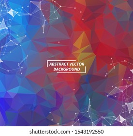 Abstract Geometric Colorful Polygonal background molecule and communication. Connected lines with dots. Concept of the science, chemistry, biology, medicine, technology.