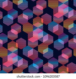 Abstract geometric colorful seamless pattern for background, wrapping paper, fabric, surface design. Modern minimal gradient motif. stock vector illustration
