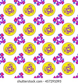 Abstract geometric colorful seamless pattern on white background.