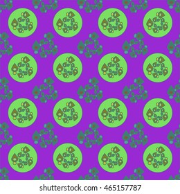 Abstract geometric colorful seamless pattern on violet background.