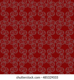 Abstract geometric colorful seamless pattern on red background.