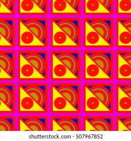 Abstract geometric colorful seamless pattern for background. Decorative backdrop can be used for wallpaper, pattern fills, web page background, surface textures.
